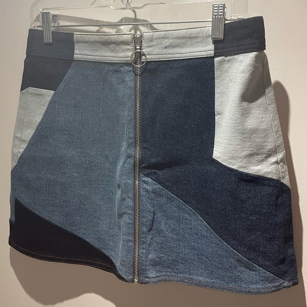 Intermix size 6 patchwork denim jean skirt